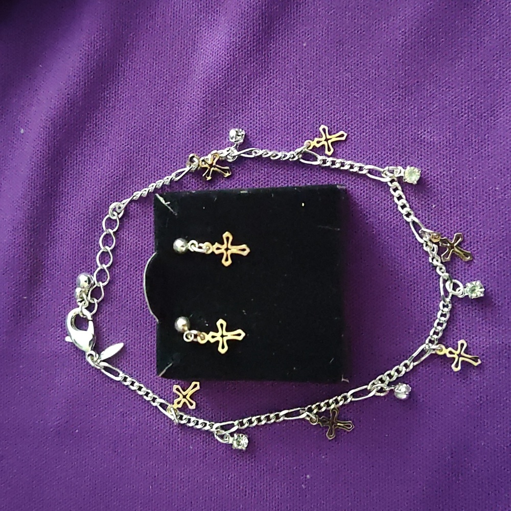 Baby's Cross Earring and Bracelet Set